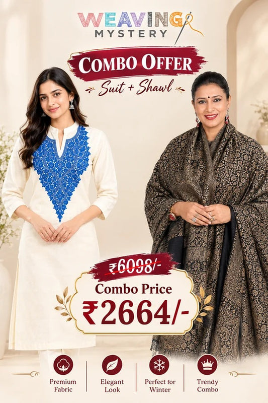 Zari Shawl & Cotton Suit Combo | Hand-Woven Traditional Ethnic Wear Collection