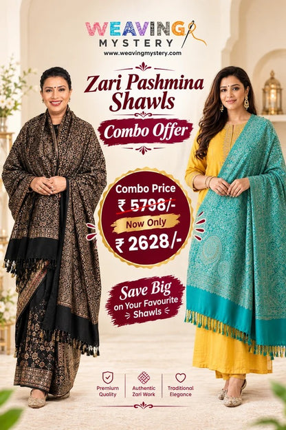 Black & Blue Pashmina Shawl Combo Offer | Pack of 2 – Soft & Warm