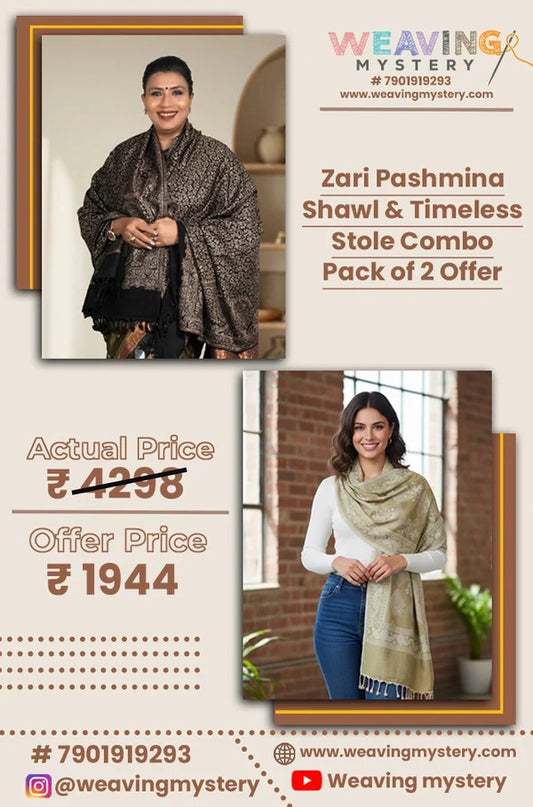 Zari Pashmina Shawl&Timeless Stole Combo Offer | Pack of 2