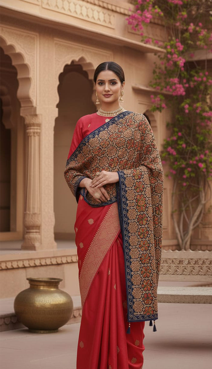 Blue Wedding Shawl – Exquisite Hand-Embroidered Thread Work