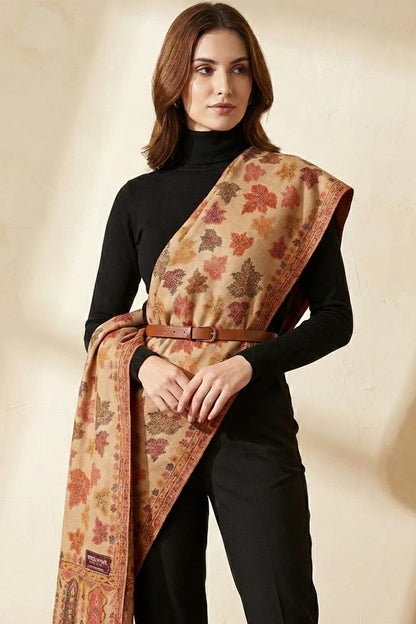 Brown Chinar Kashmiri Shawl – Elegant Hand-Embroidered Heritage Wrap