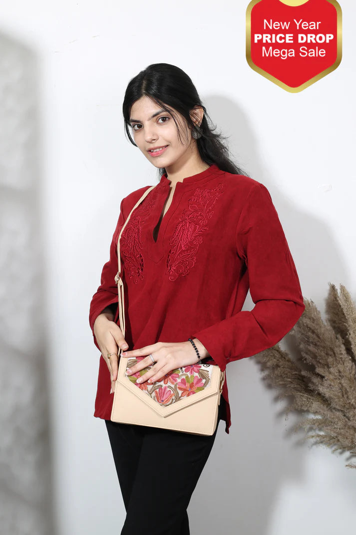 Kashmiri Shawl  Matching Sling Bag Set  Elegant Handcrafted Combo