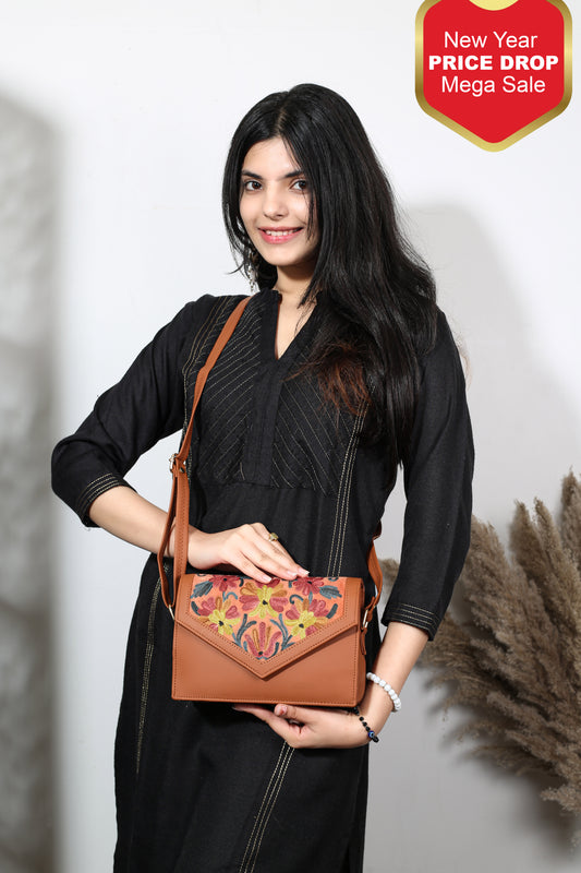 Classic Ethnic Sling Bag with Handcrafted Embroidery