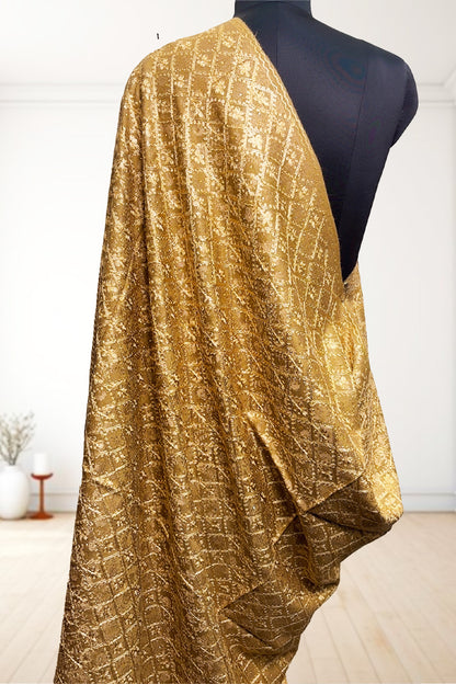 Golden Wedding Shawl – Hand-Embroidered Kashmiri Bridal Shawl