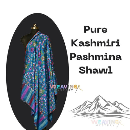 Exclusive Pure Kani Pashmina Jamawar Shawl Blue