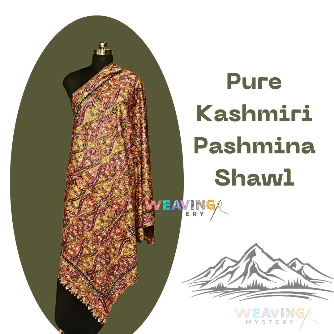 Pure Kashmiri Pashmina Shawl Handmade Multicolor