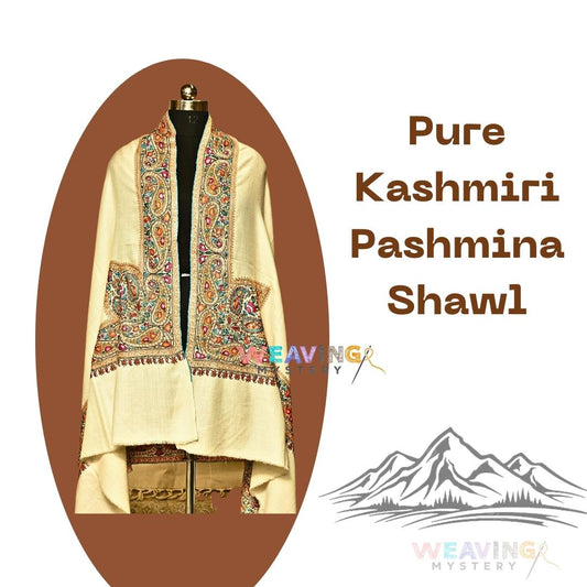 Crafted with Care Pure Kashmiri Pashmina Shawl Handmade