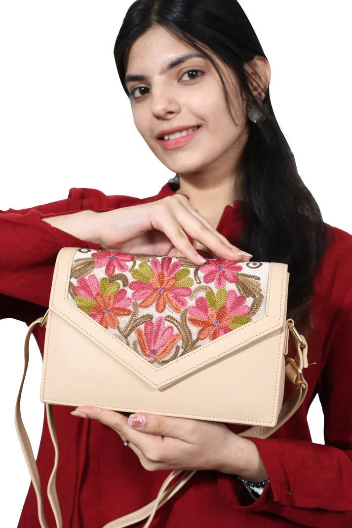 Kashmiri Shawl  Matching Sling Bag Set  Elegant Handcrafted Combo